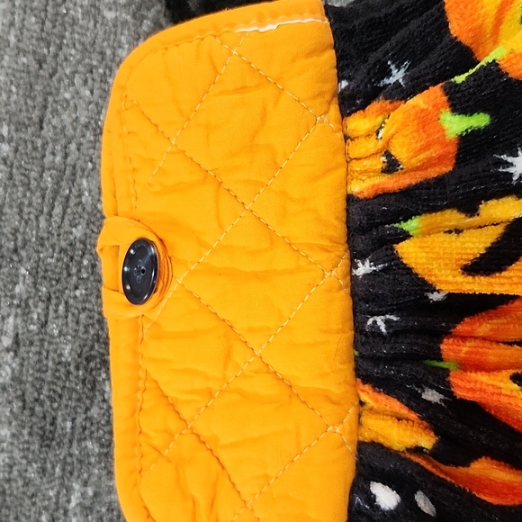 VINTAGE HANDMADE HANGING HALLOWEEN POT HOLDER DOUBLE KITCHEN TOWEL - Picture 8 of 10